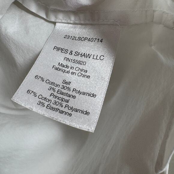 Veronica Beard 8 Poplin Shirt White Khai Cotton Blend Split Neck Long Sleeves - Picture 8 of 10